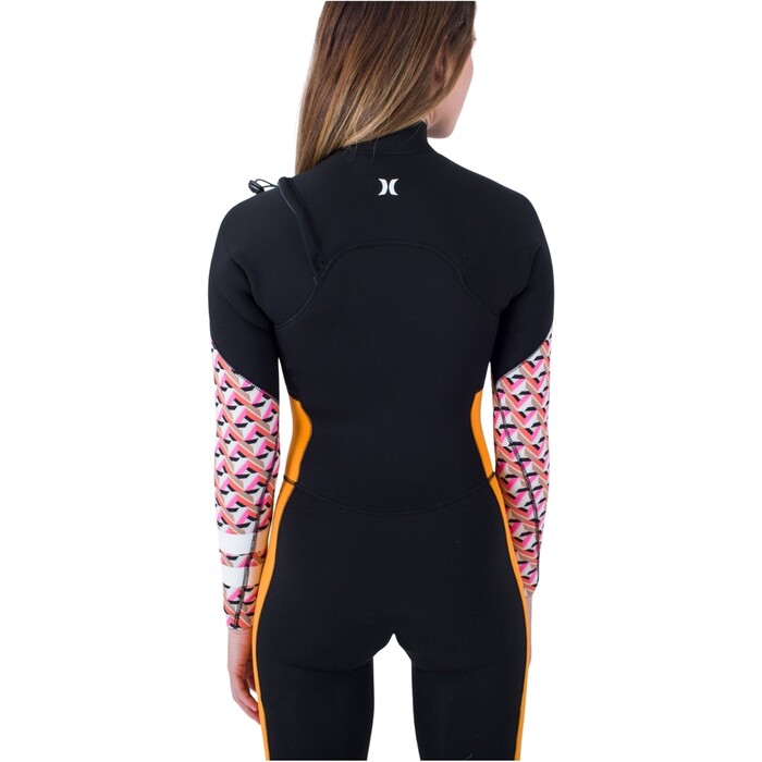 2024 Hurley Womens Plus Printed 4/3mm Chest Zip Wetsuit WFS0012433 - Gym Red / Burghundy Crush